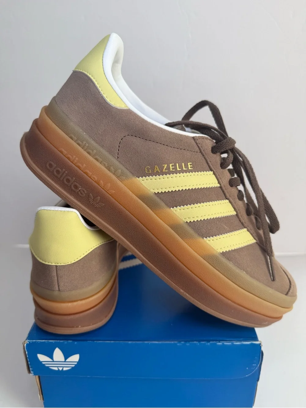 Adidas Gazelle Bold - Women’s 7.5 - Brown / Yellow JI2697 - New